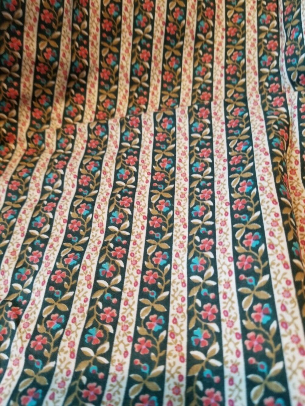 Material Stripe Cotton White Black Small Flowers Red White Green Fabric JoAnn F
